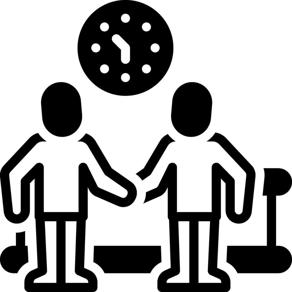 Solid black icon for meeting time vector