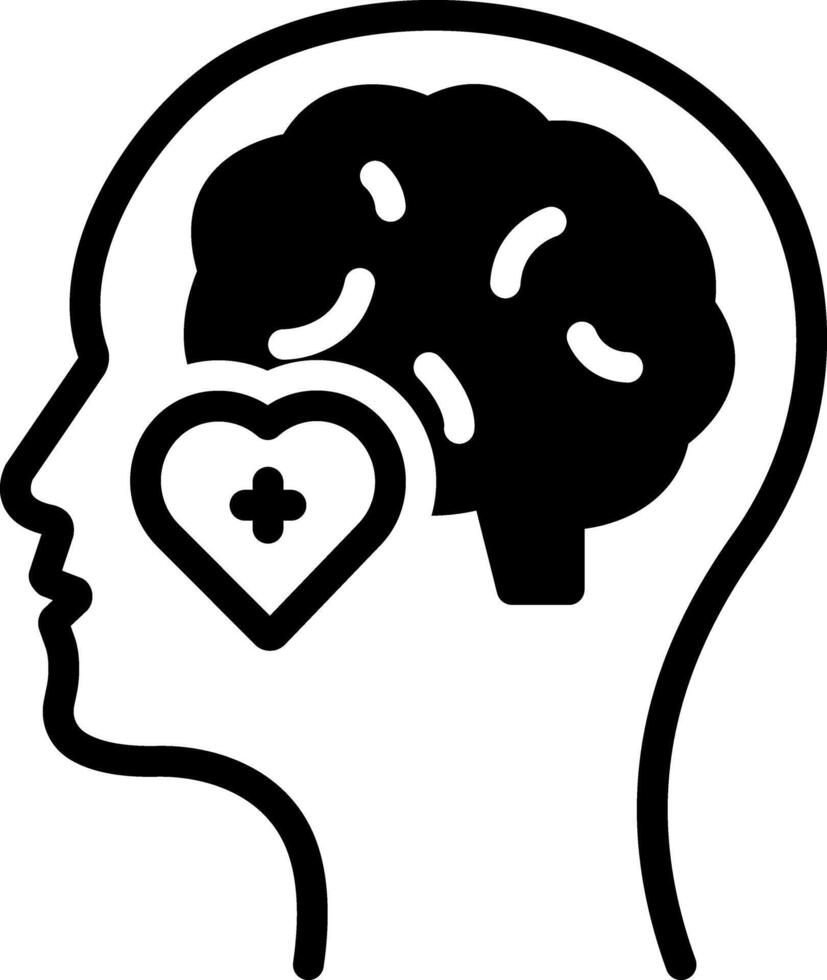 Solid black icon for mental health vector