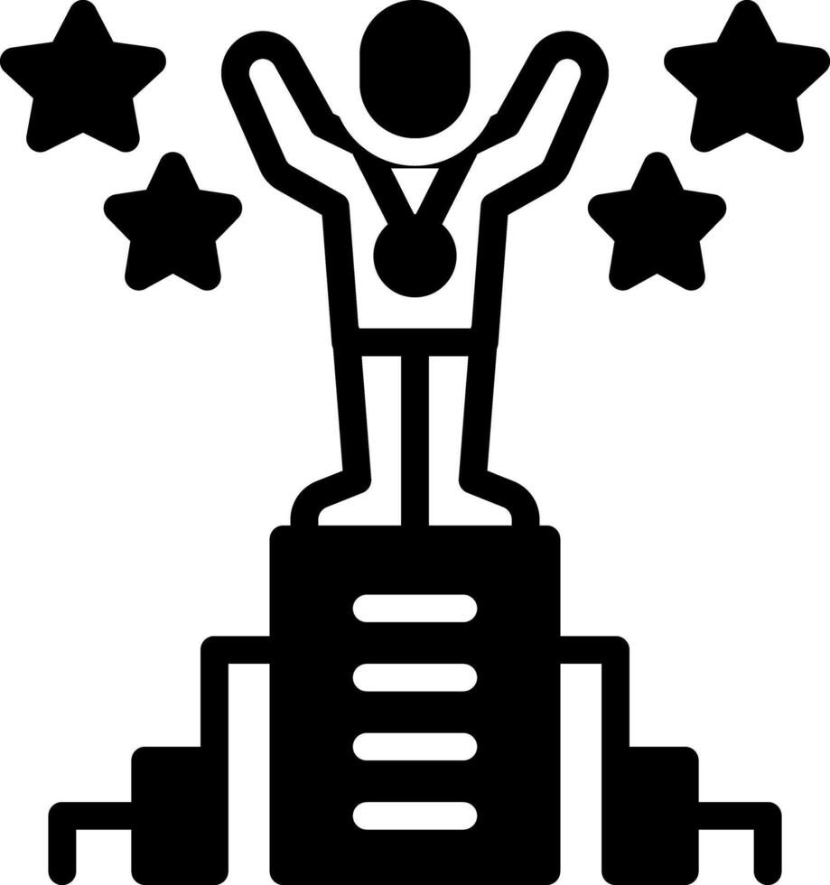 Solid black icon for achieve vector