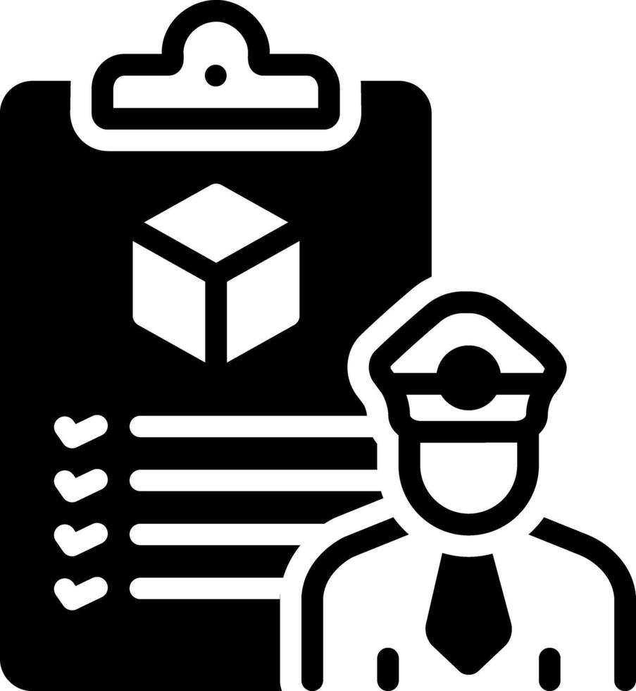 Solid black icon for customs clearance vector