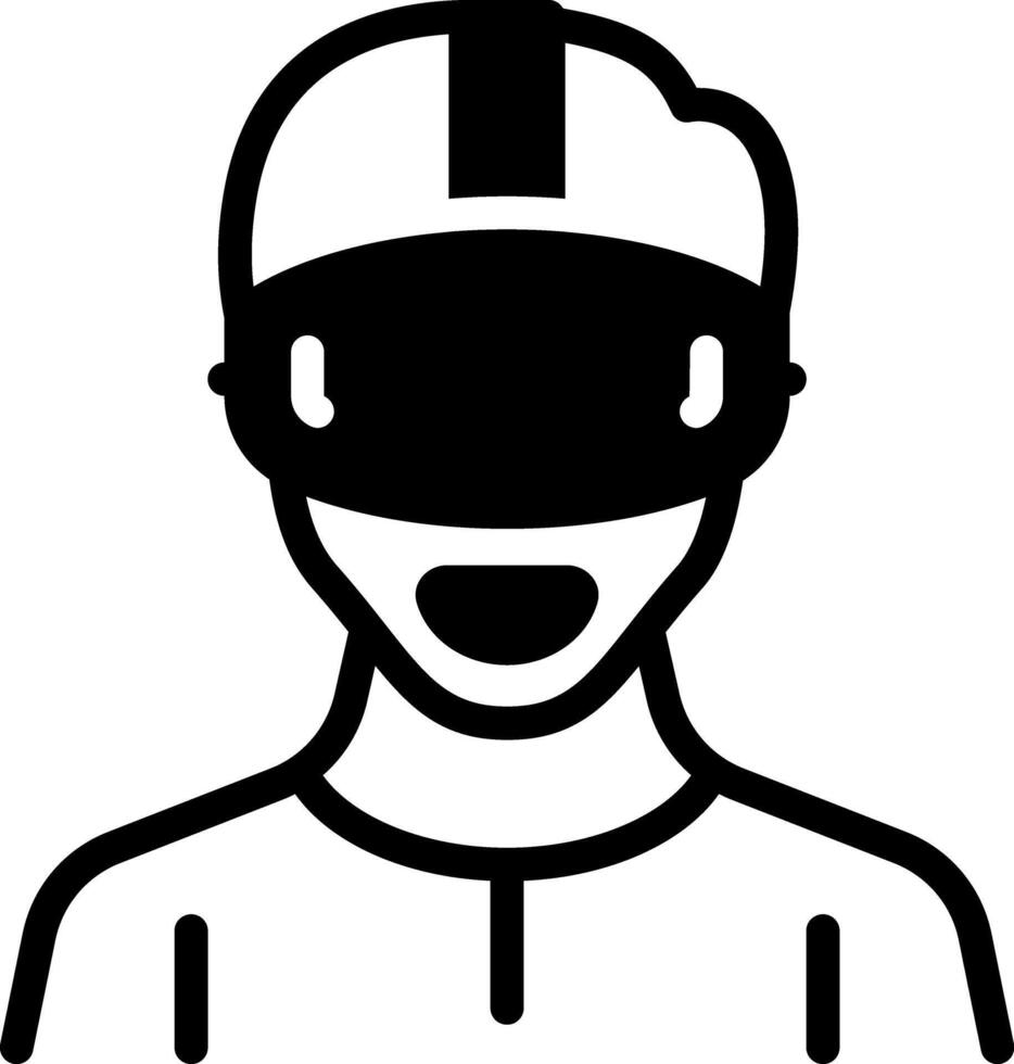 Solid black icon for virtual reality vector