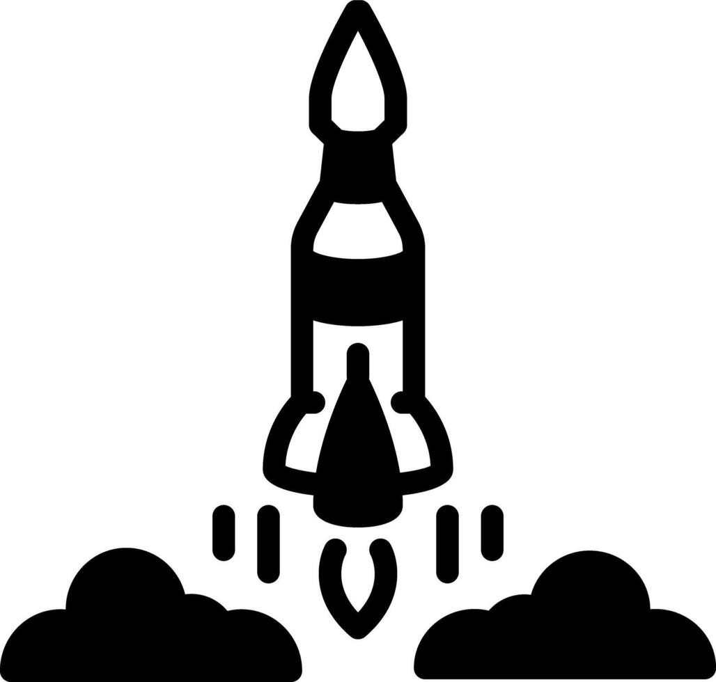 Solid black icon for rocket vector