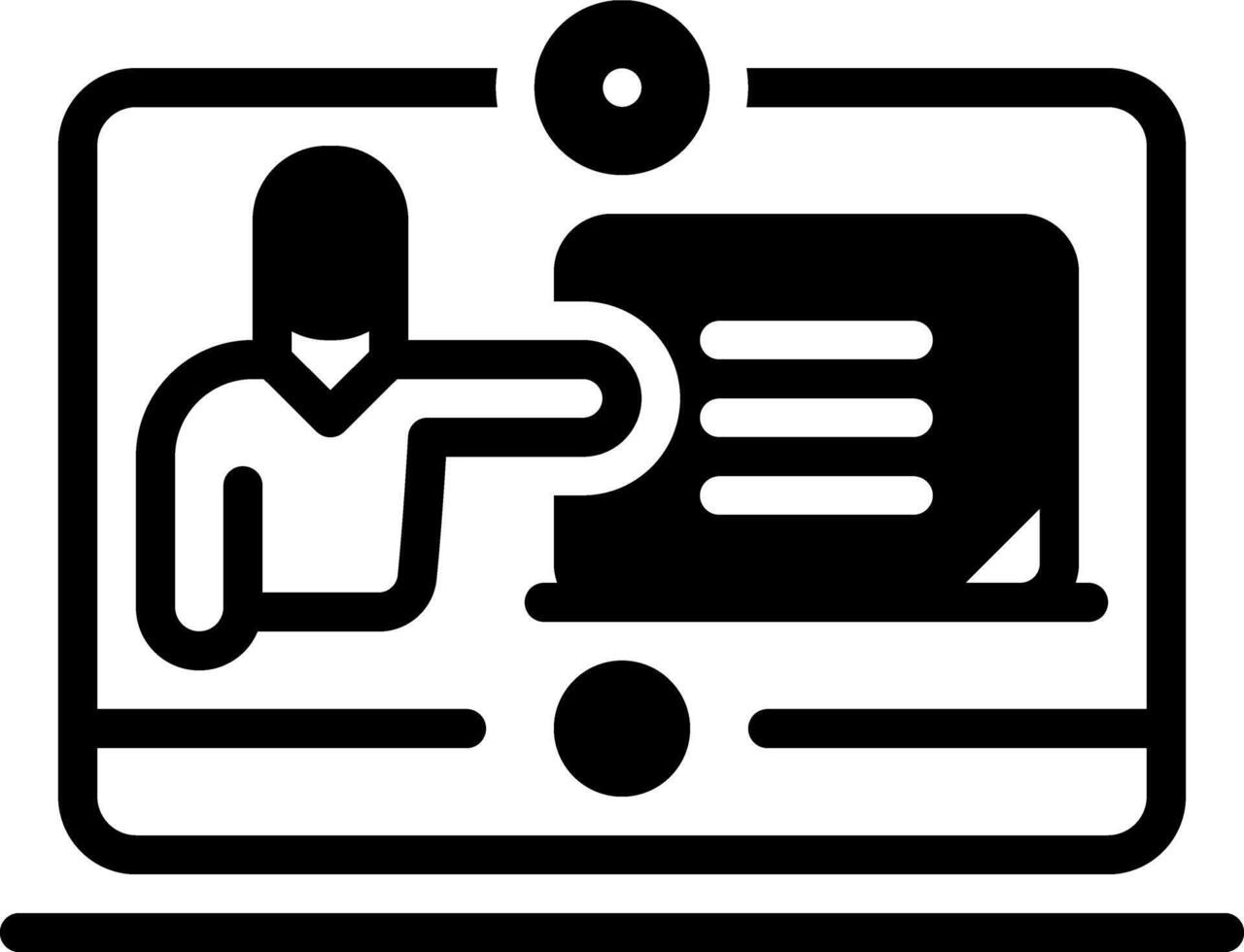 Solid black icon for online teaching vector