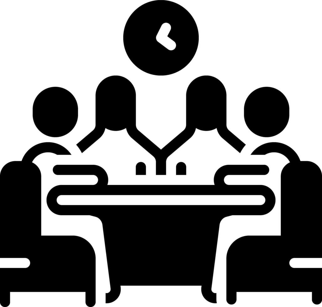 Solid black icon for meeting vector