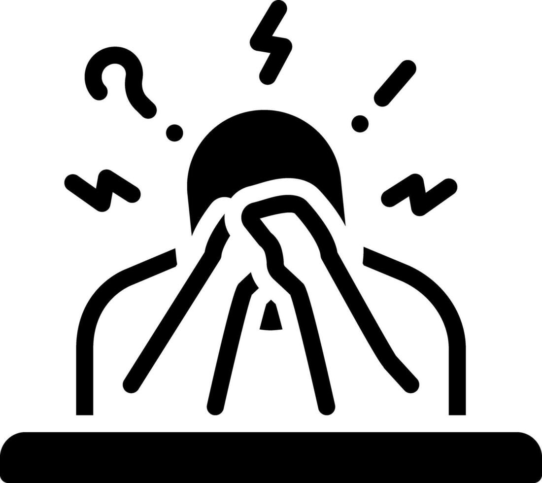 Solid black icon for anxiety vector