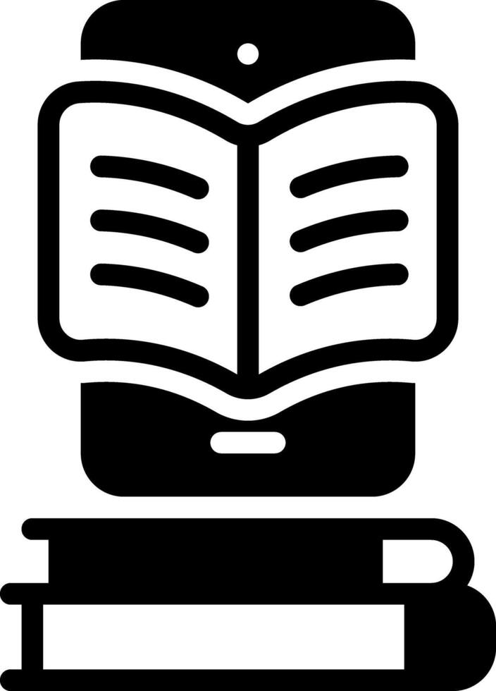 Solid black icon for e book vector