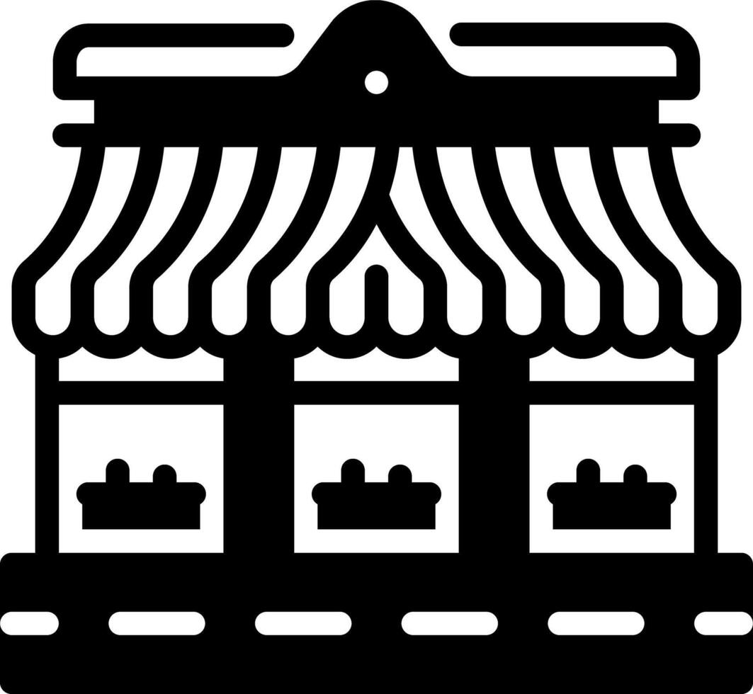 Solid black icon for market vector