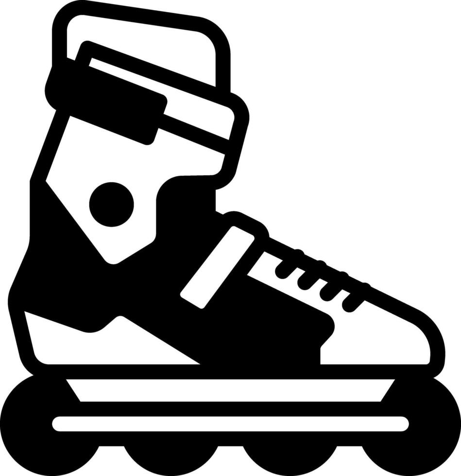 Solid black icon for rollerblading vector
