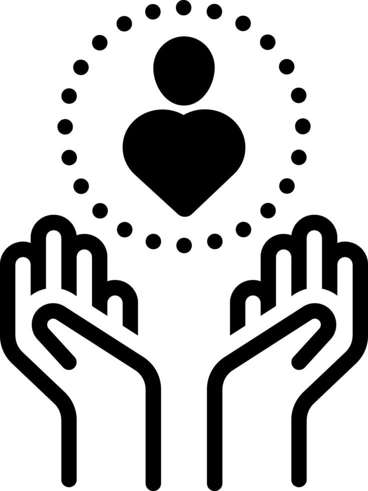 Solid black icon for caring vector