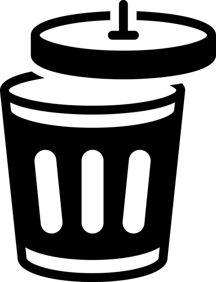 Solid black icon for bin vector