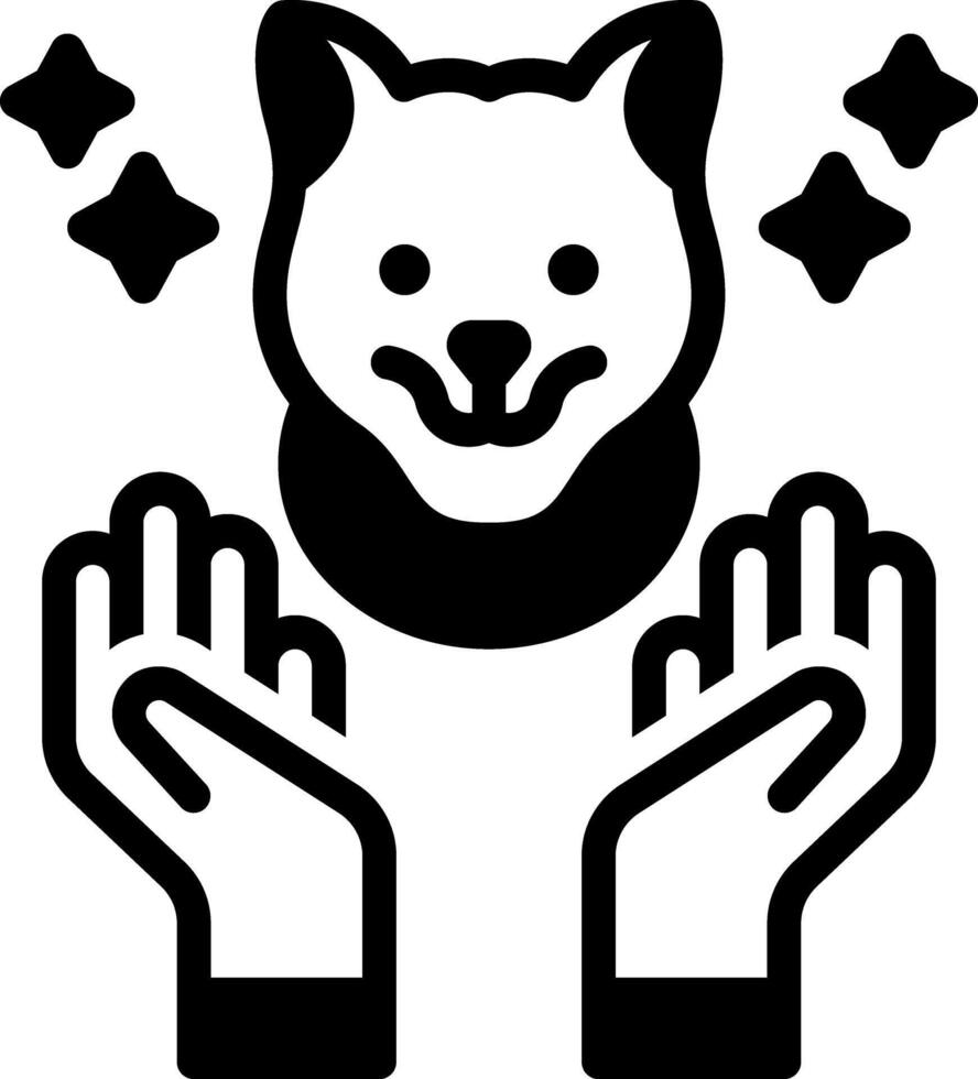 Solid black icon for pet care vector