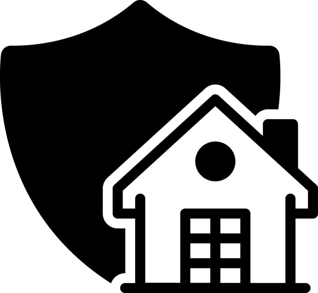 Solid black icon for home insurance vector