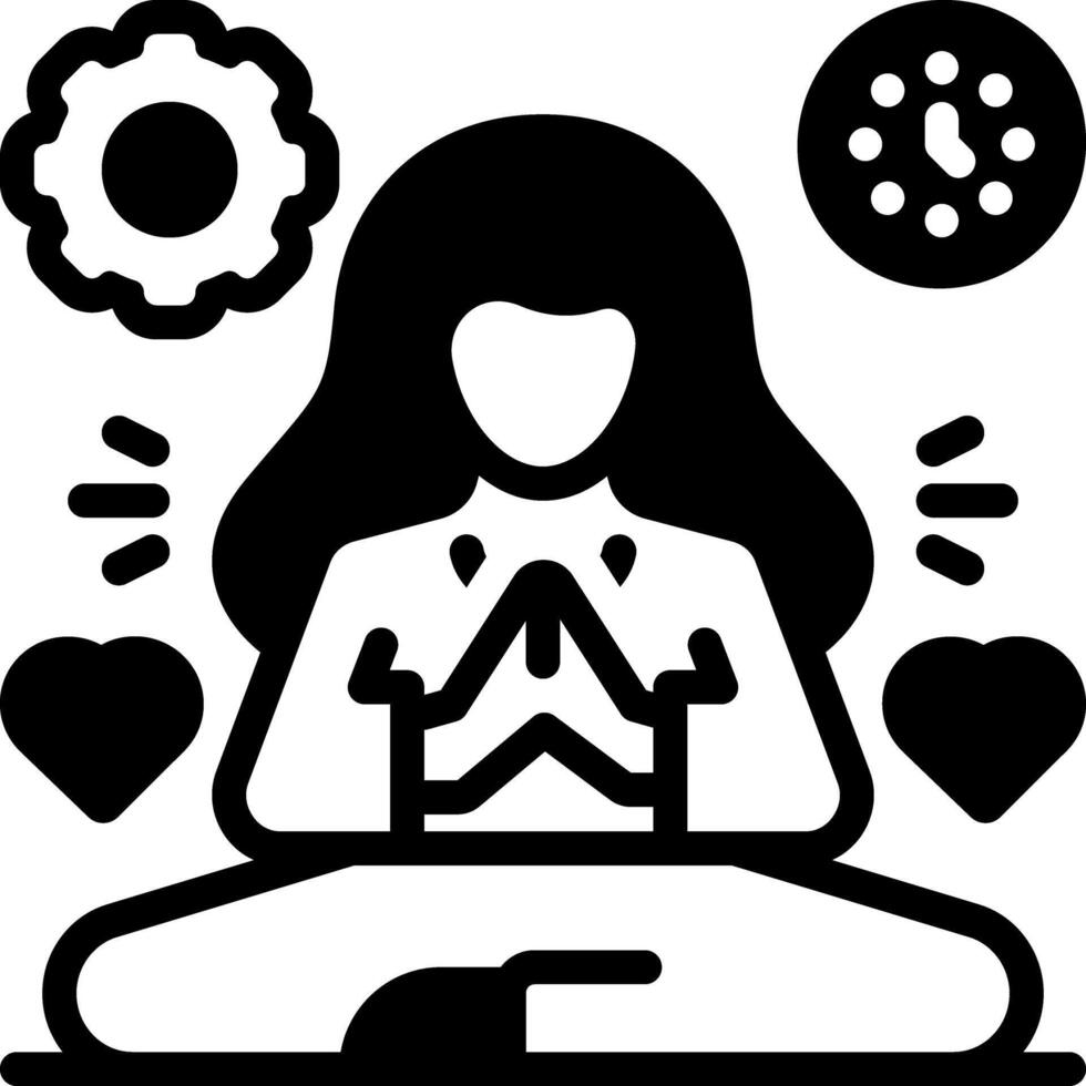 Solid black icon for stress management vector