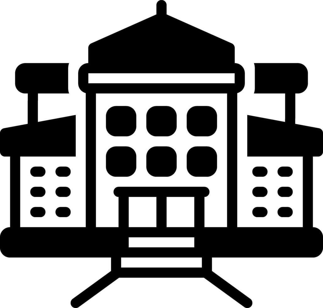 Solid black icon for university vector