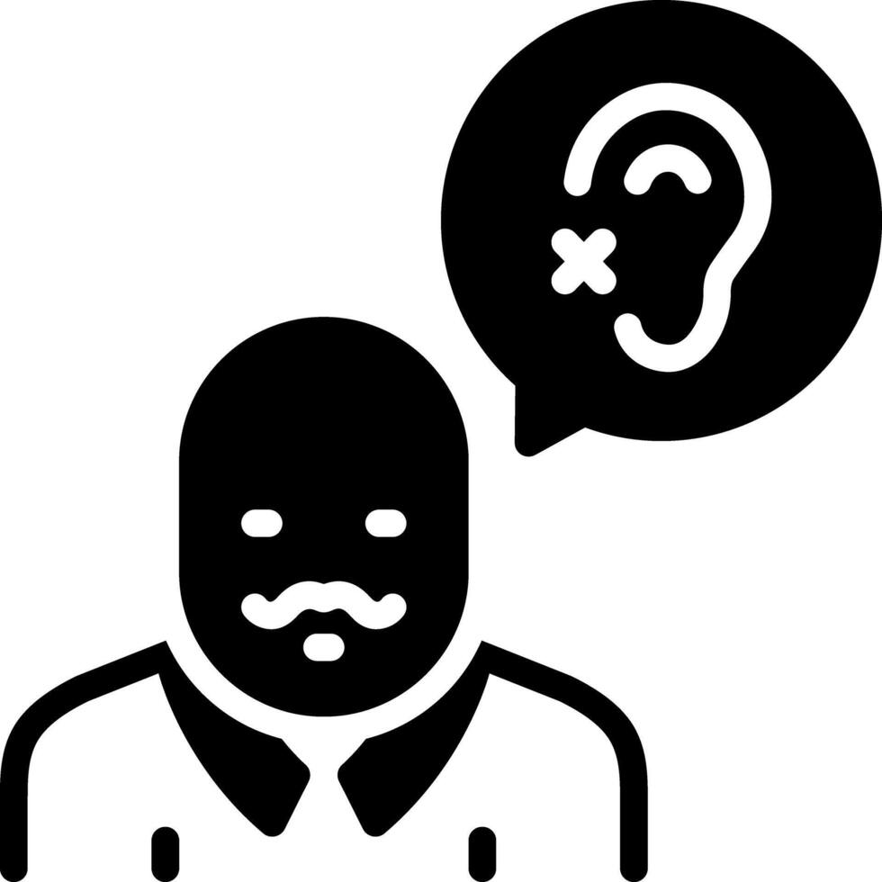 Solid black icon for hearing loss vector