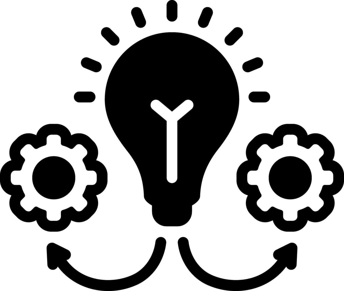Solid black icon for idea execution vector