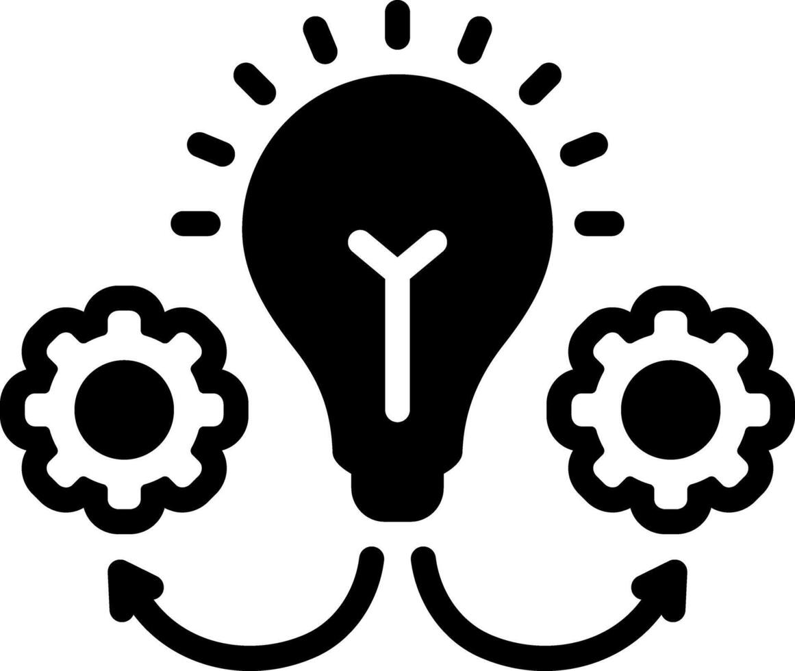 Solid black icon for idea execution vector