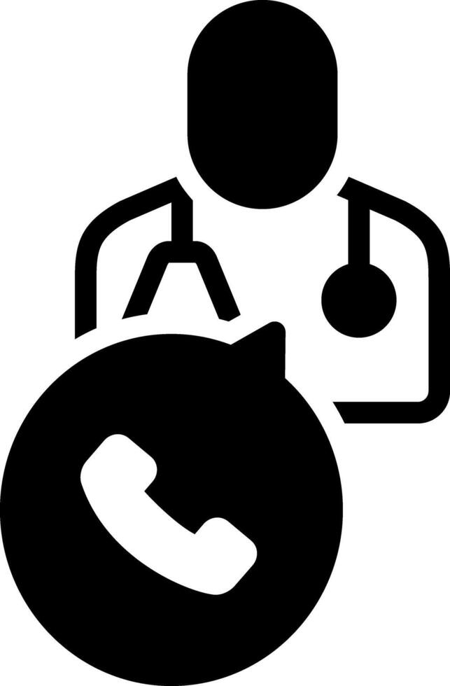 Solid black icon for call the doctor vector