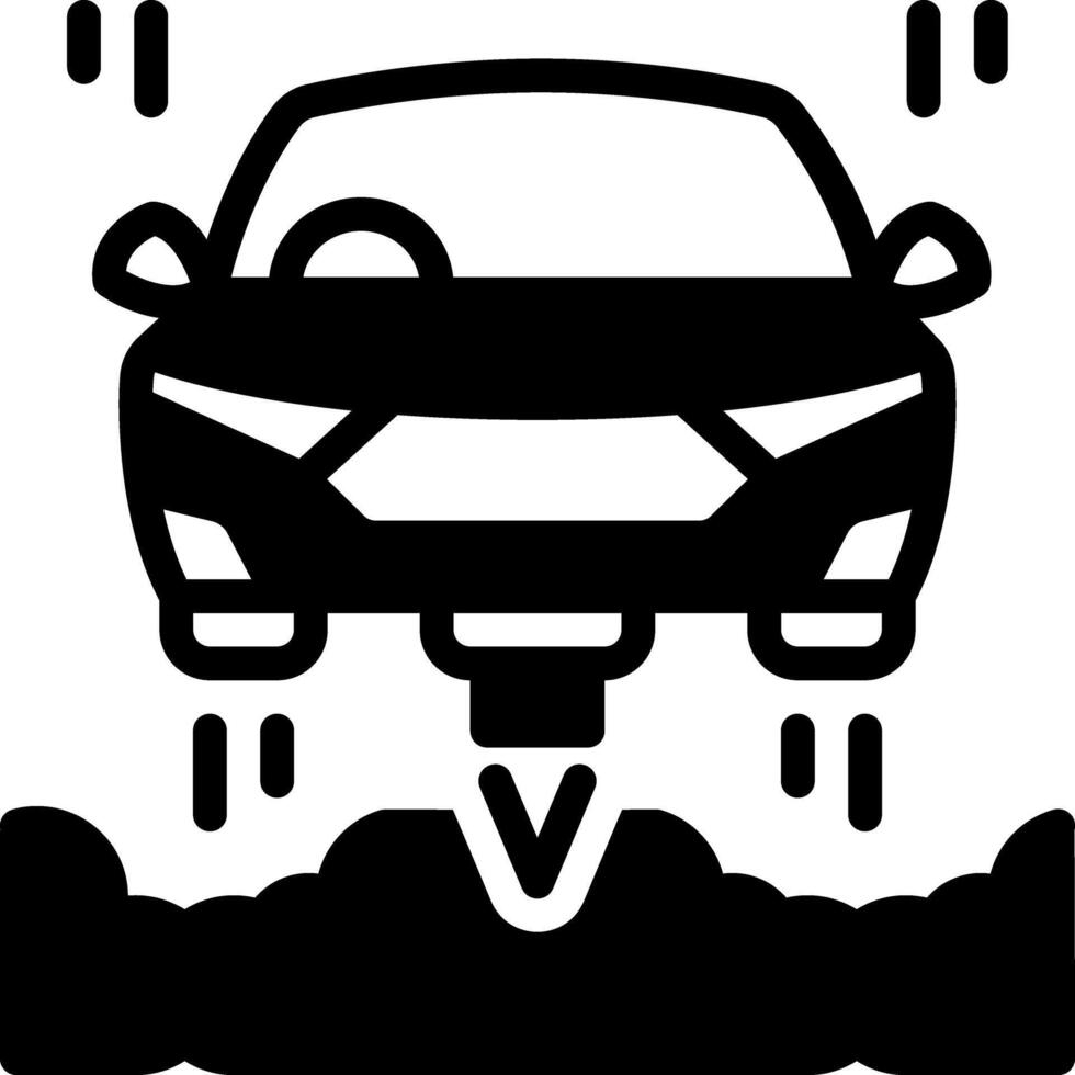 Solid black icon for flying car vector