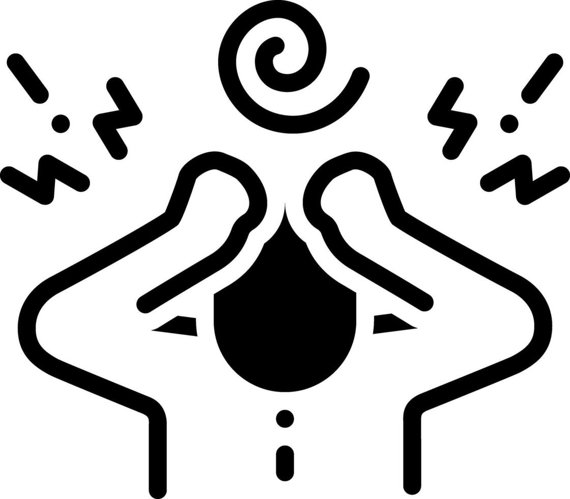 Solid black icon for panic attack vector