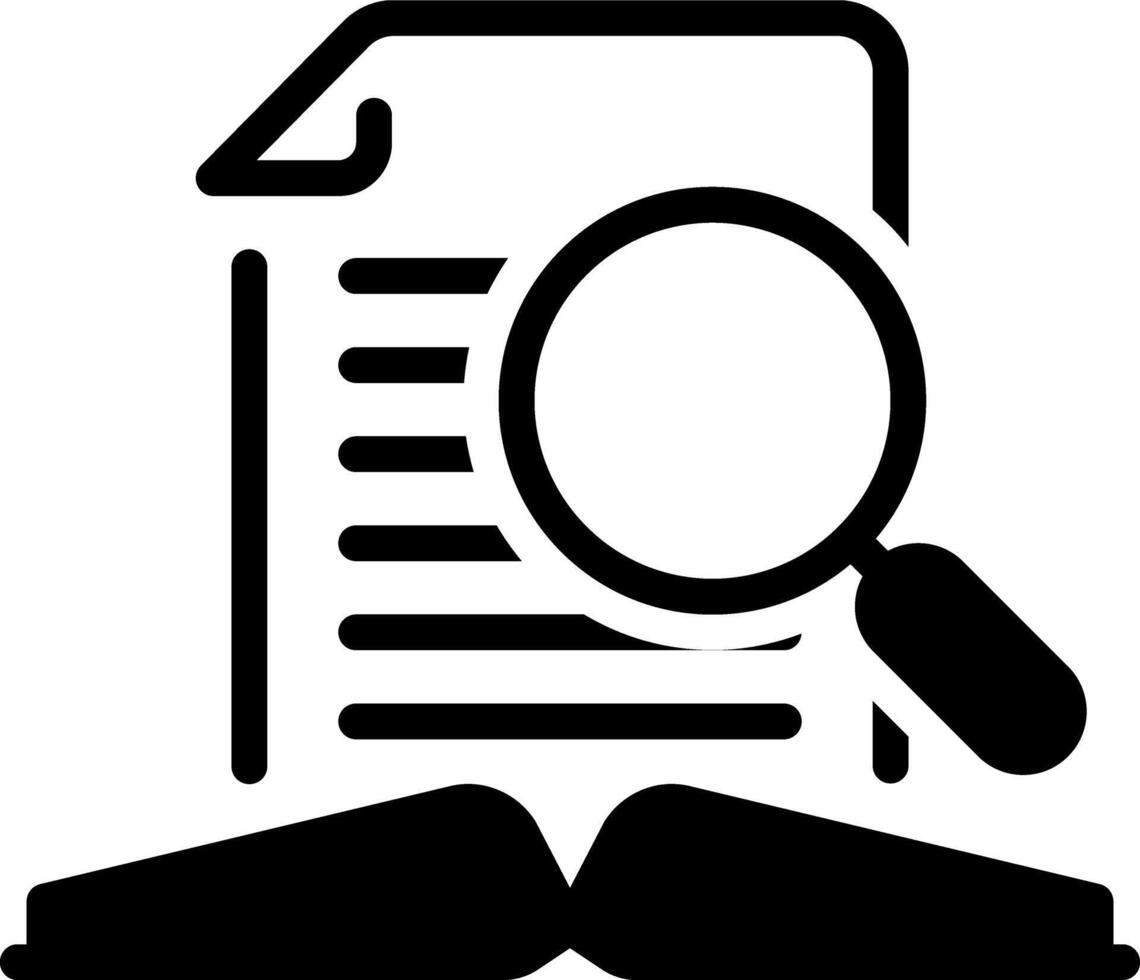 Solid black icon for research vector