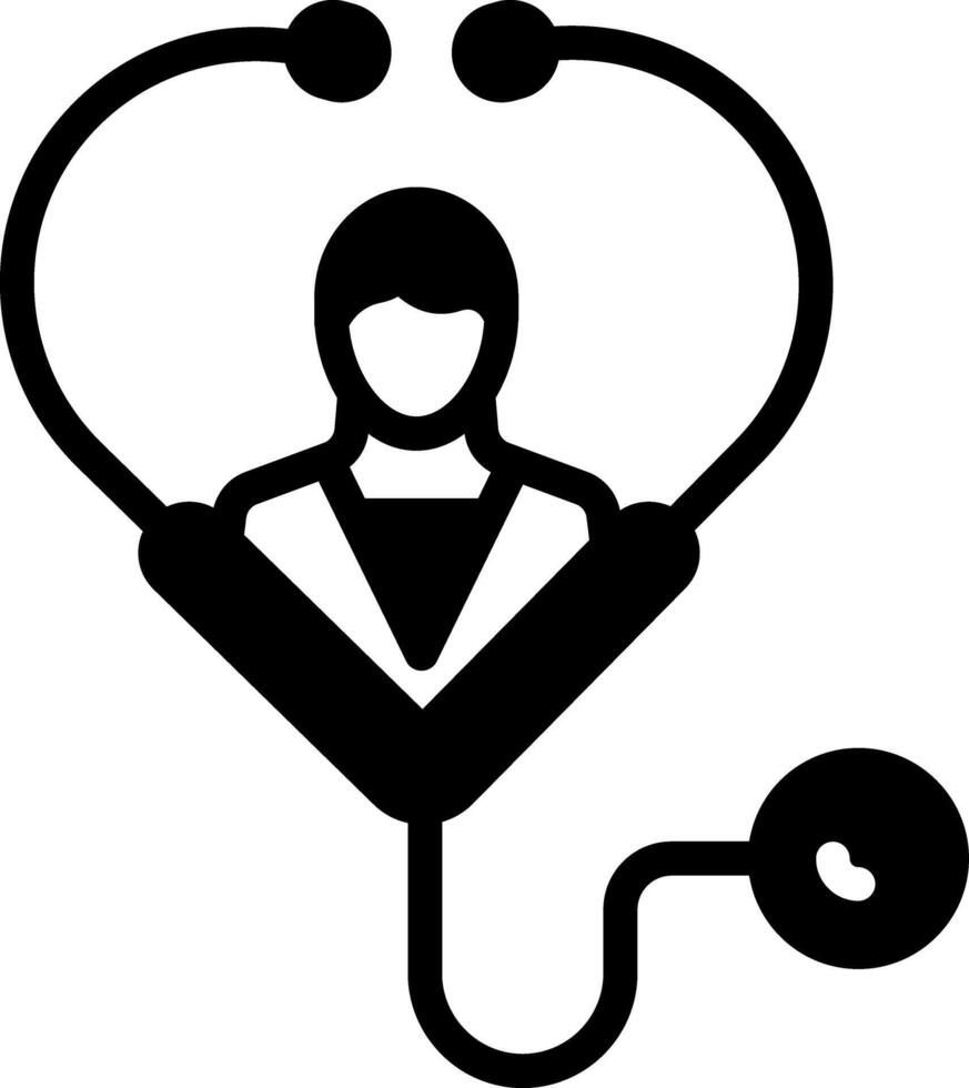 Solid black icon for doctor vector