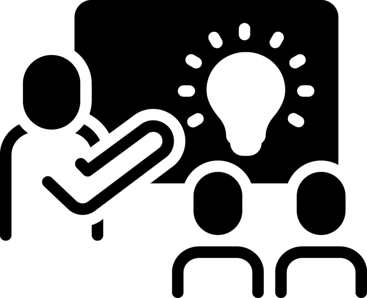 Solid black icon for idea presentation vector