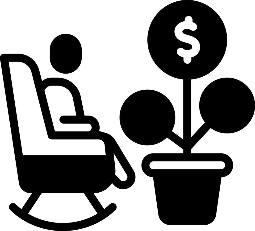 Solid black icon for pension vector