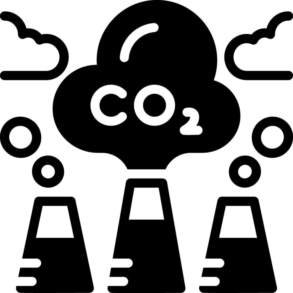 Solid black icon for reduce co2 vector