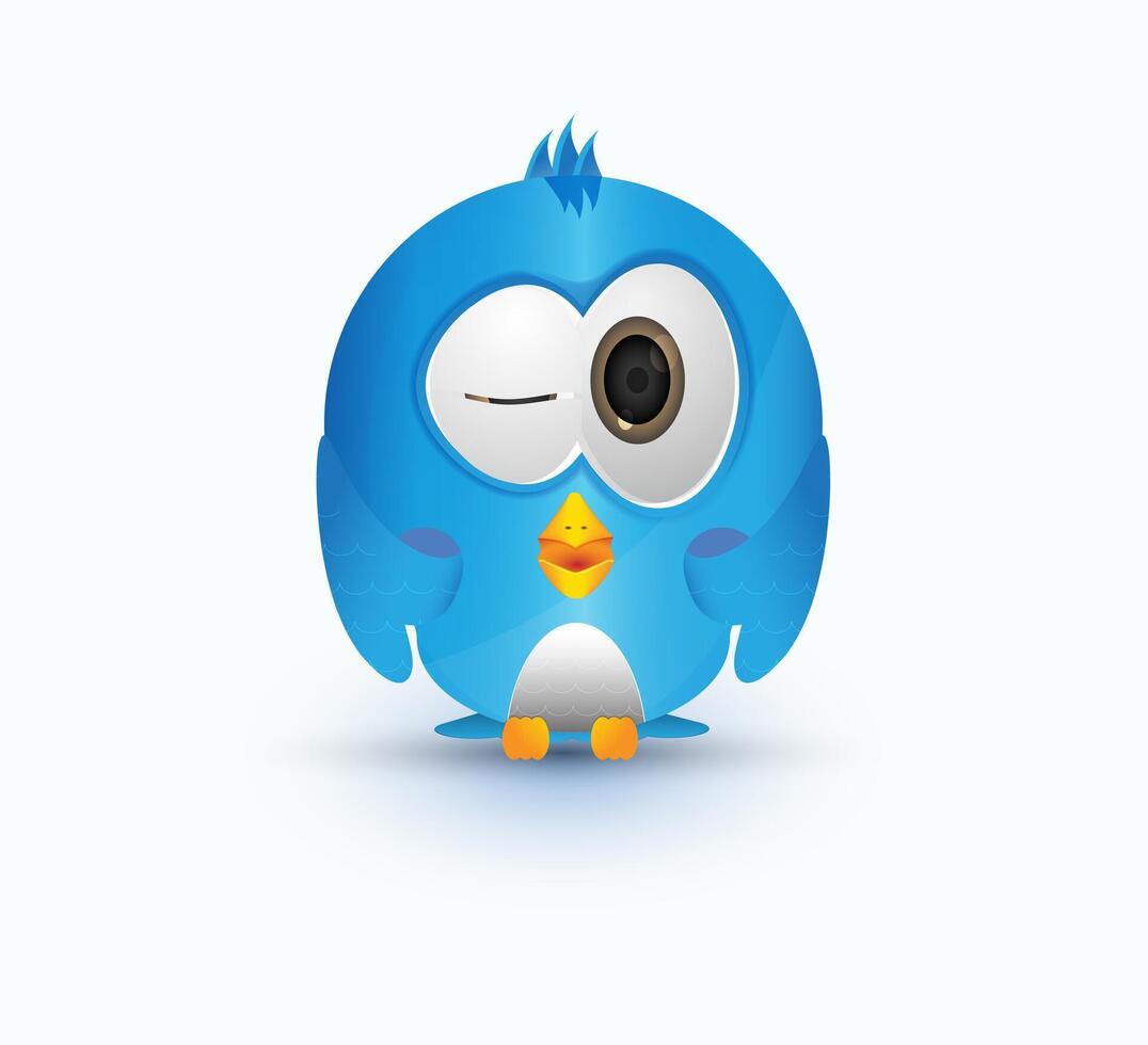 blue cute bird ok pose vector