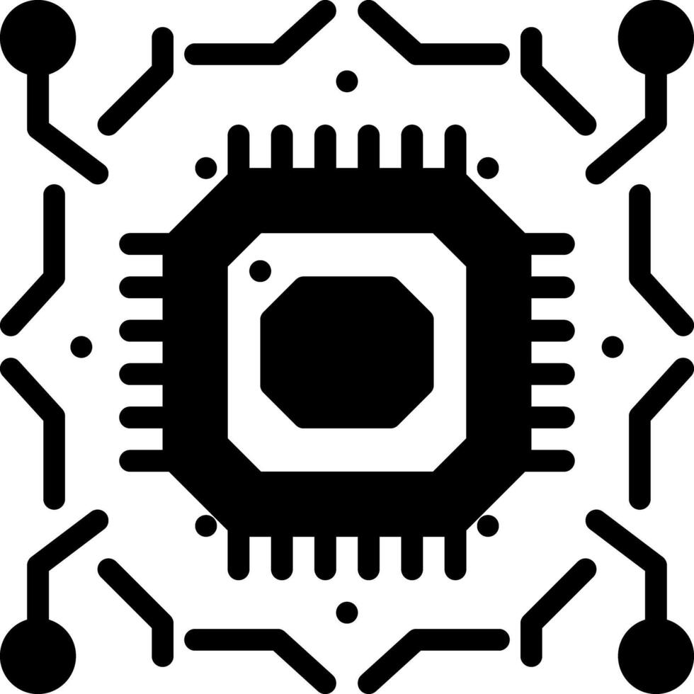 Solid black icon for cpu vector