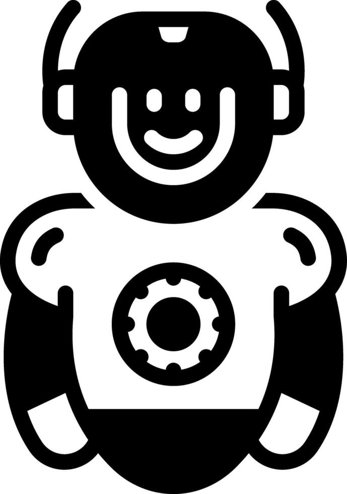 Solid black icon for robotics vector