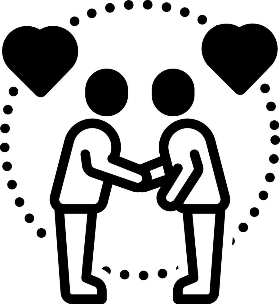 Solid black icon for relationship vector