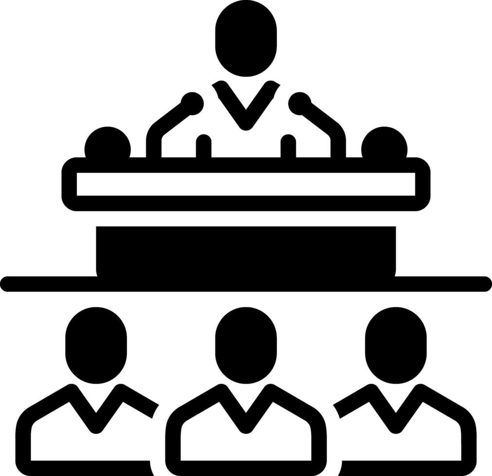 Solid black icon for conference vector