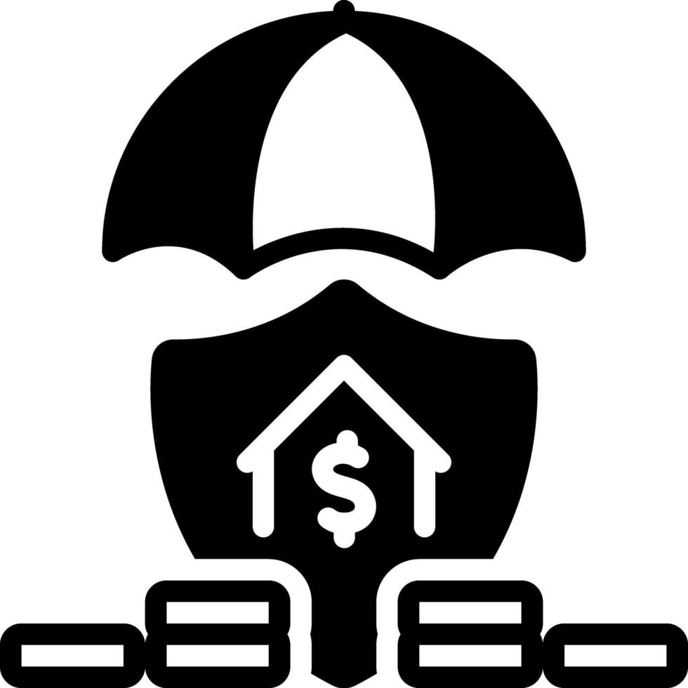 Solid black icon for financial protection vector