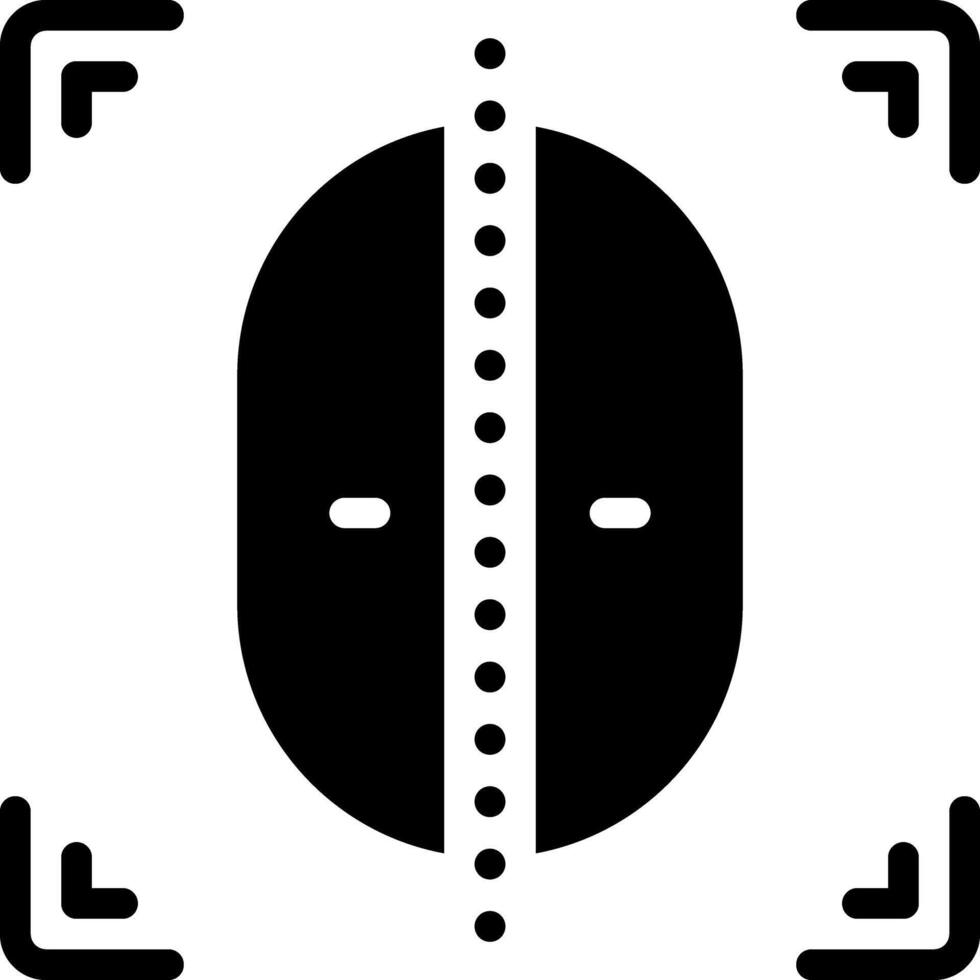 Solid black icon for face detection vector