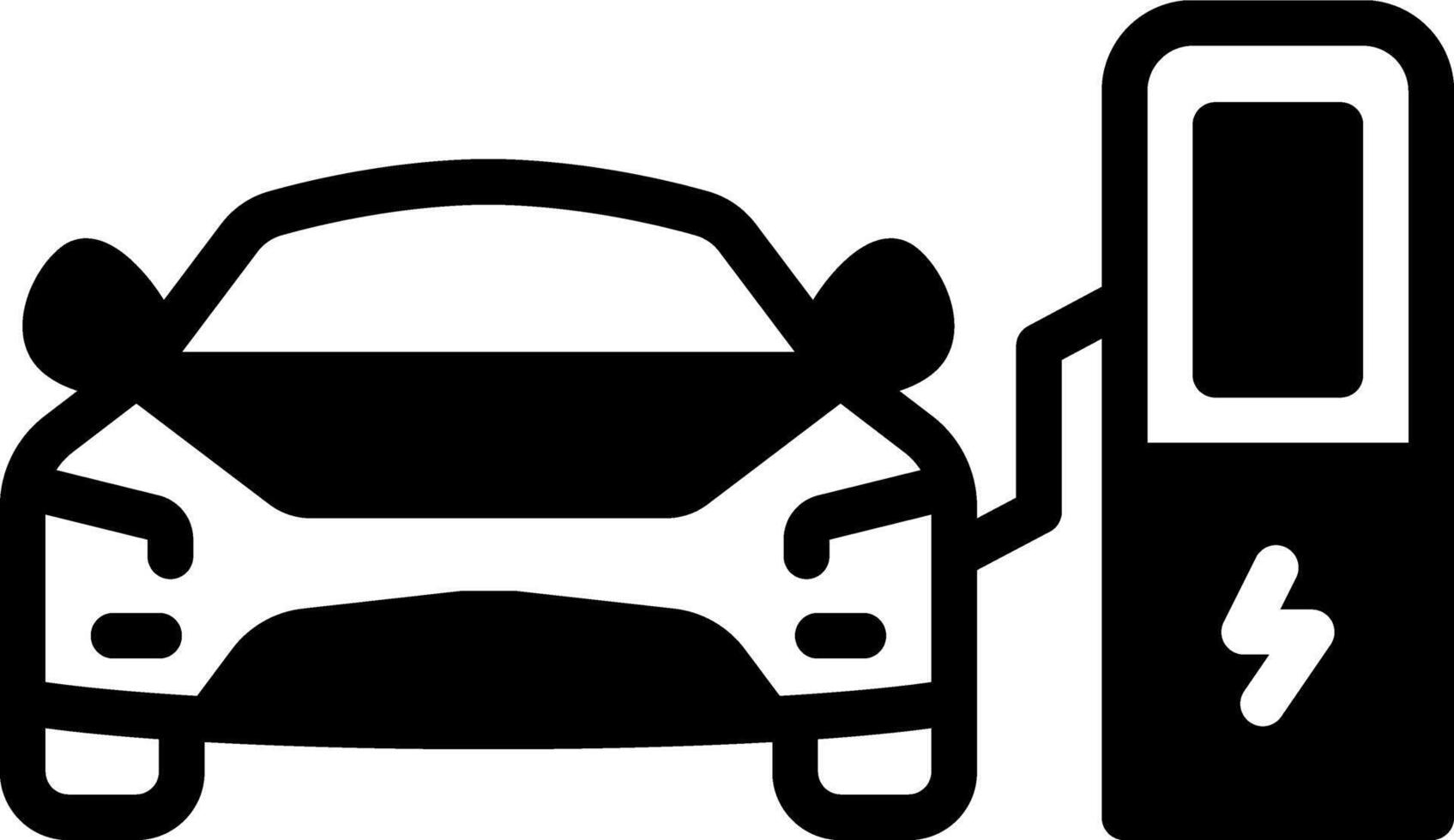 Solid black icon for electric car vector