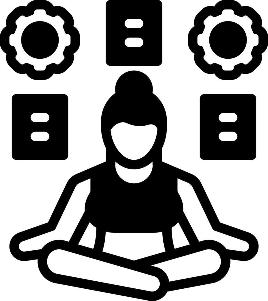 Solid black icon for stress management vector