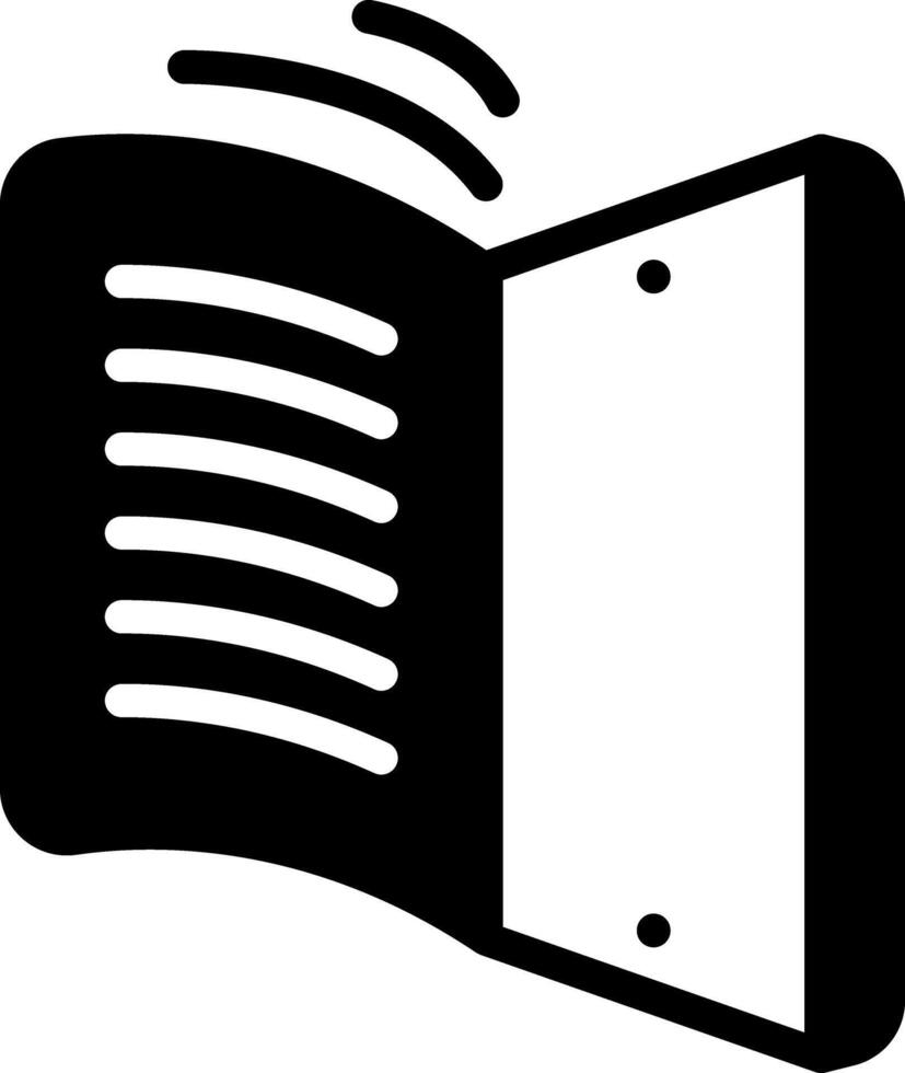 Solid black icon for e book vector