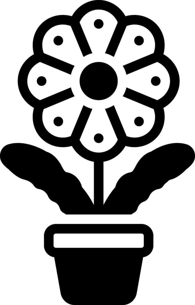 Solid black icon for flower vector