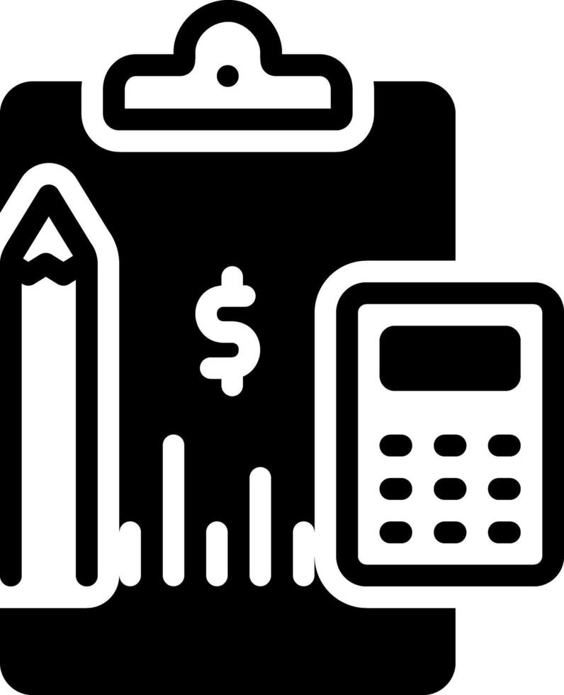 Solid black icon for financial statement vector