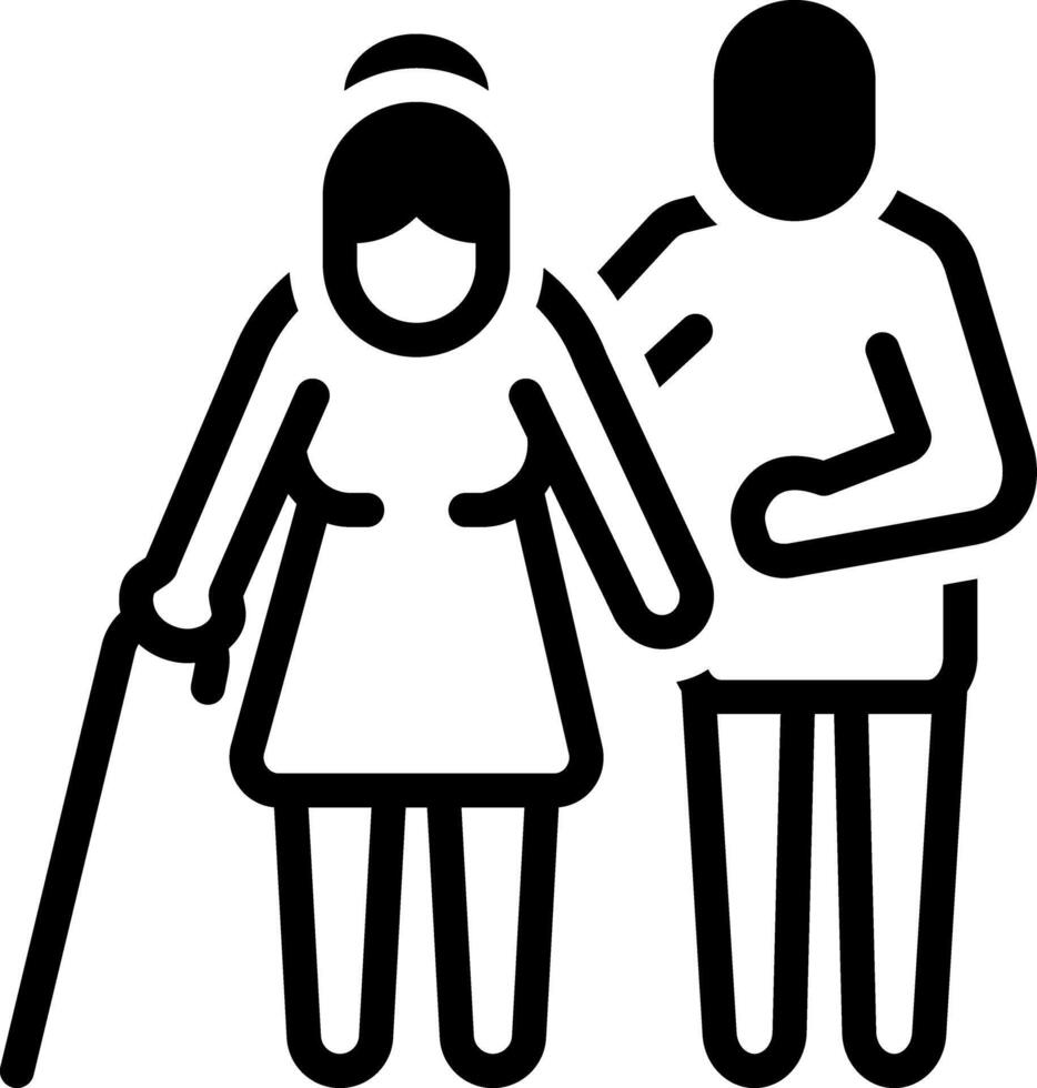Solid black icon for caregiver vector