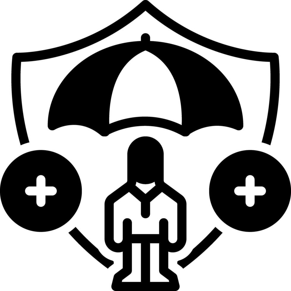 Solid black icon for life insurance vector