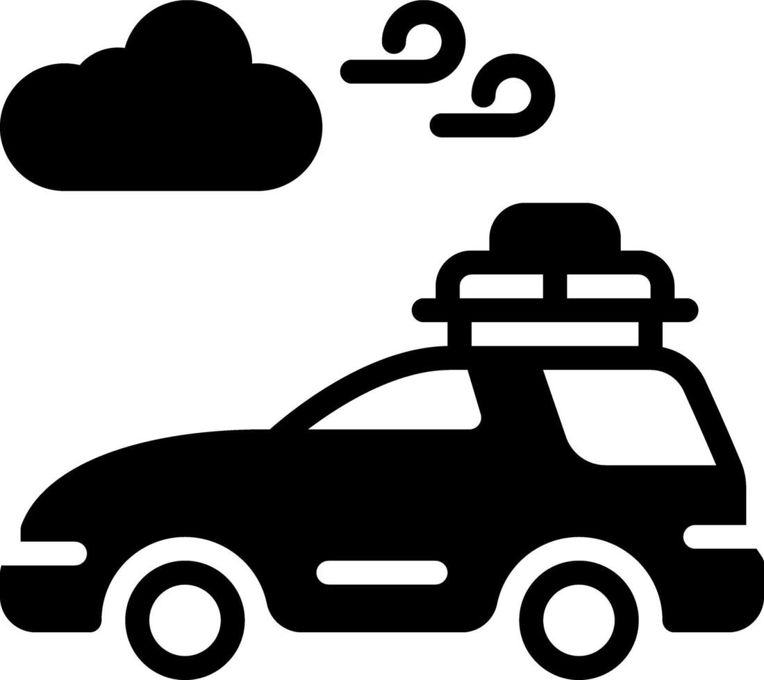 Solid black icon for travel car vector