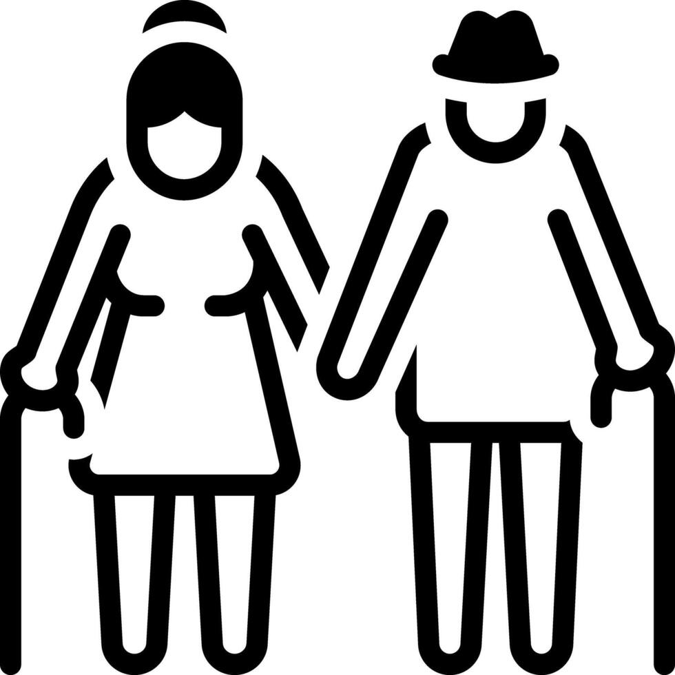 Solid black icon for elderly couple vector