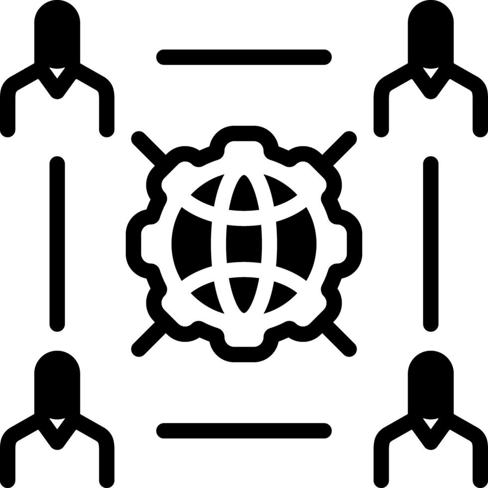 Solid black icon for outsourcing vector