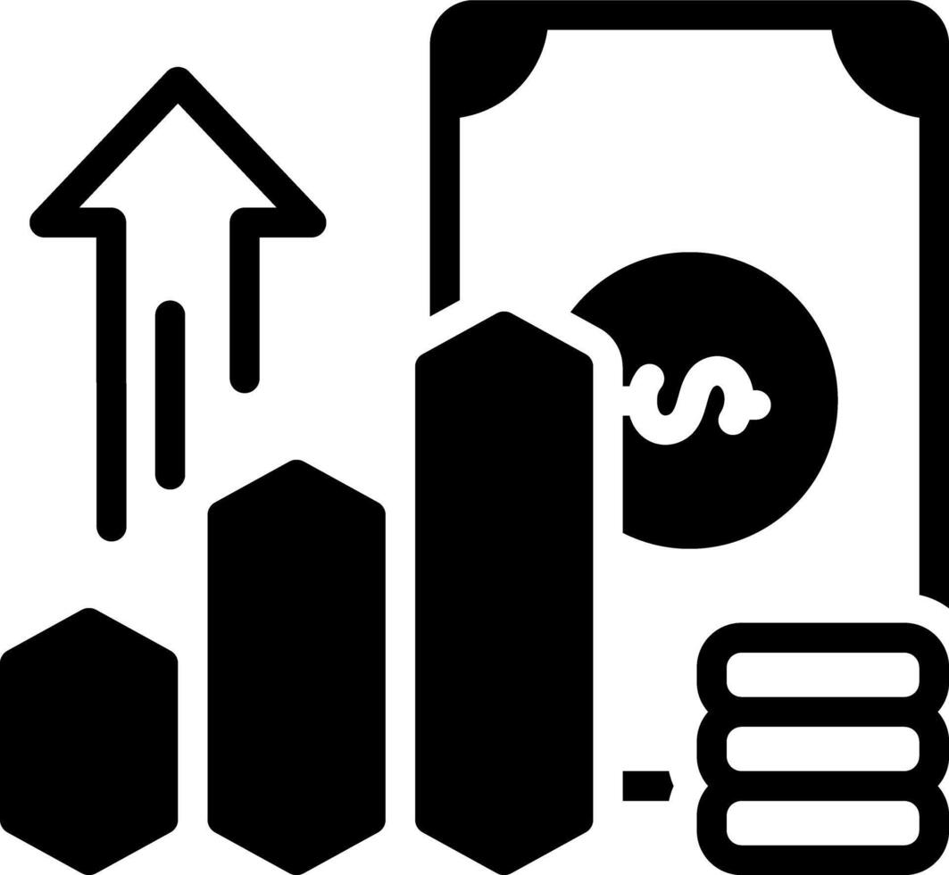 Solid black icon for increase revenue vector