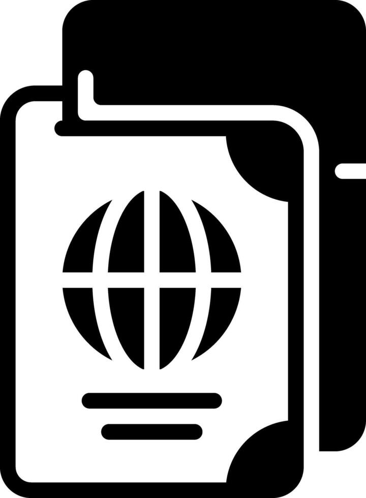 Solid black icon for passport vector