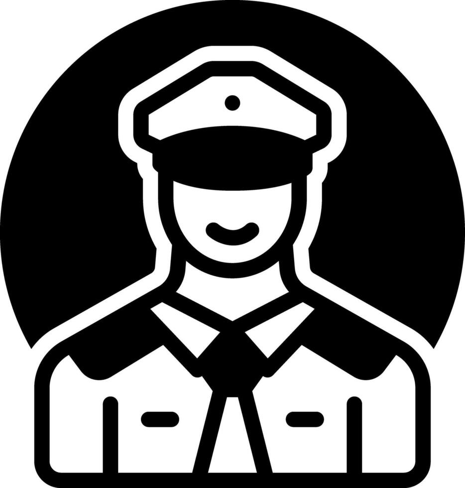 Solid black icon for pilot vector