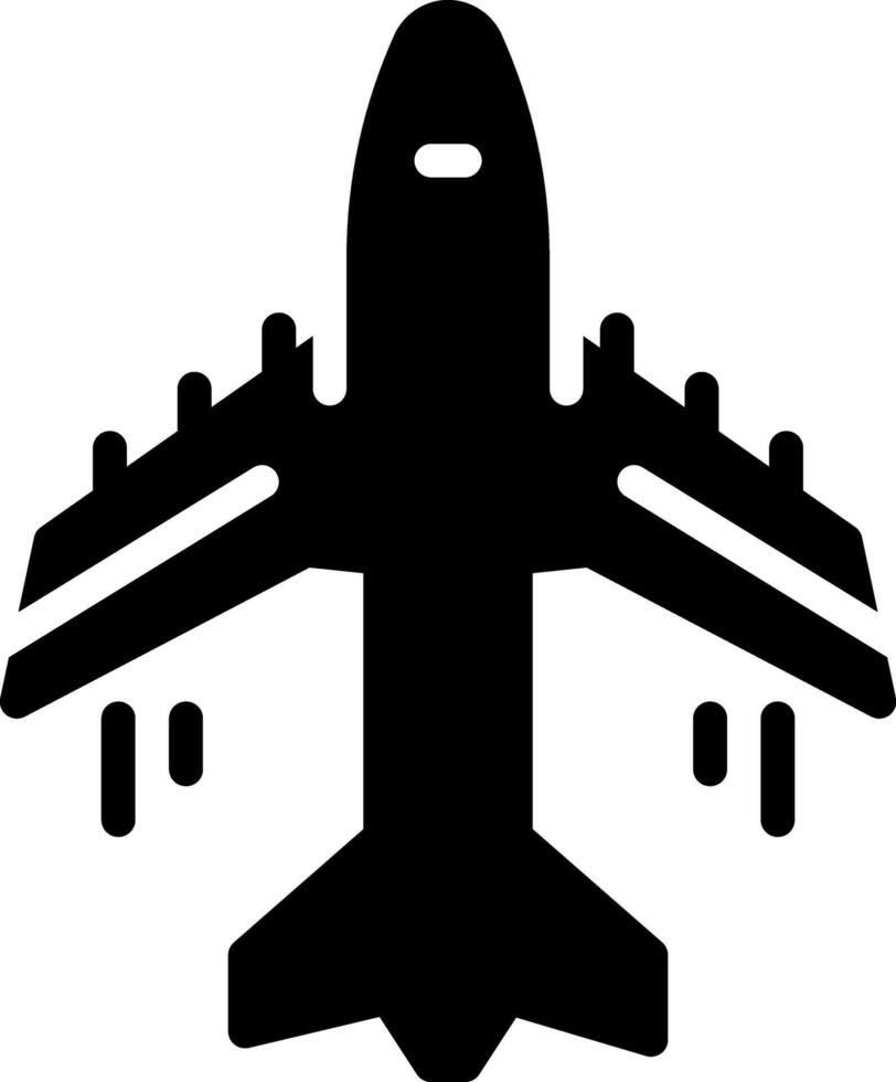 Solid black icon for plane vector